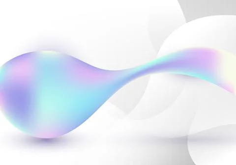 Abstract 3D dynamic fluid wave holographic gradient shape on white background Stock Illustration