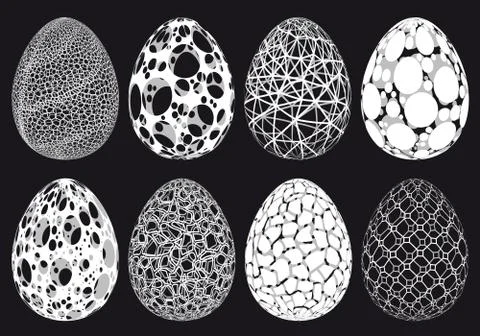 Abstract 3D Easter eggs, vector set Stock Illustration