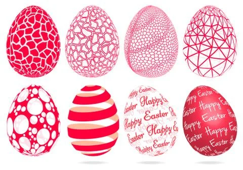 Abstract 3D Easter eggs, vector set Stock Illustration