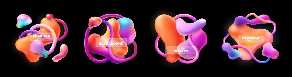 Abstract 3d elements. Liquid background with line neon graphic, modern plasti Stockillustratie