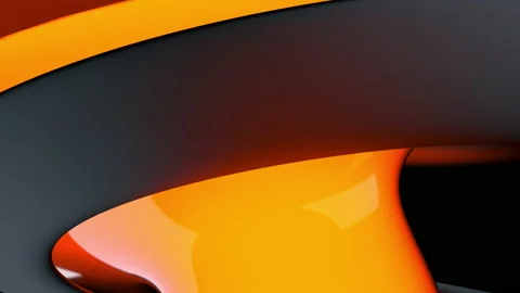 Abstract 3D Emissive Orange and Satin Grey Shape Formation Rotating Loop Stock Footage 183441989