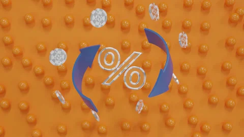 Abstract 3D Financial Background with Blue Arrows and Silver Coins Rotating Stock Footage 335959841