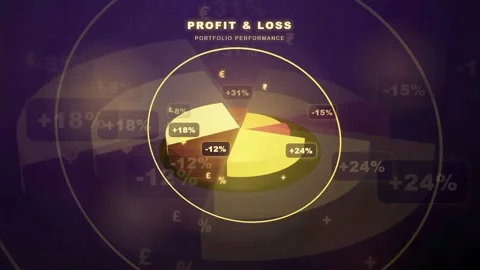 Abstract 3D Financial Data Visualization with Rotating Pie Chart and Floating 스톡 동영상 343447084