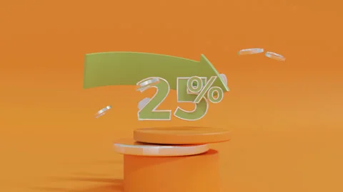 Abstract 3D Financial Success Background with Green Arrow and Silver Coins Stock Footage 335959814