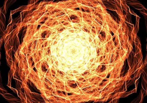 Abstract 3D fire supernova rendering fractal Stock Illustration