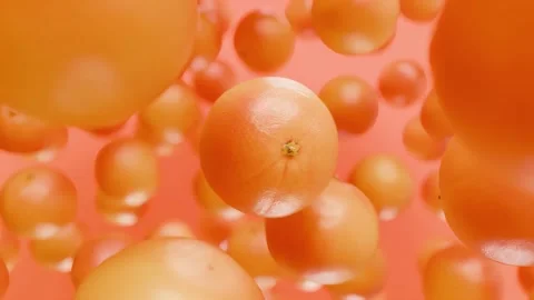 Abstract 3D Floating Oranges in Horizontal Motion Stock Footage 329175246