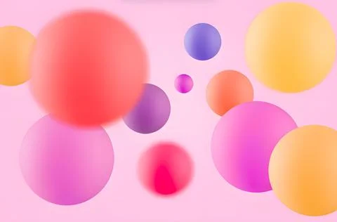 Abstract 3D floating spheres on a soft pink background Stock Illustration