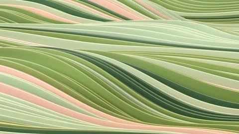Abstract 3D Flow of Layered Papers in Peach and Green Colors. Stock Illustration