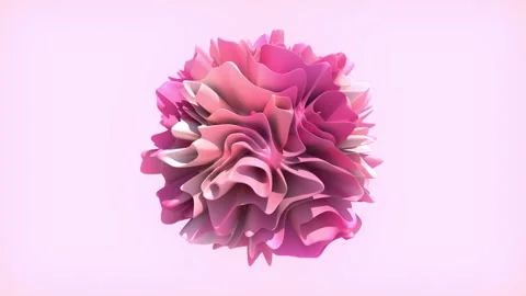 Abstract 3D flower loop of a pink organic sphere with flowing petals texture Stock Footage 328087959