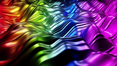 Abstract 3D flowing rainbow waves seamless motion background Stock Footage 325964416