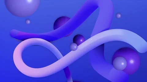 Abstract 3D fluid animation with wavy shapes and spheres. Stock Footage 329602345