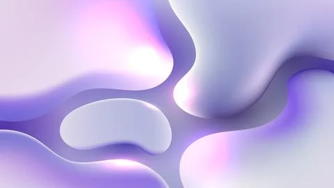 Abstract 3d fluid background with soft organic shapes and smooth lavender v.. Illustrazione stock
