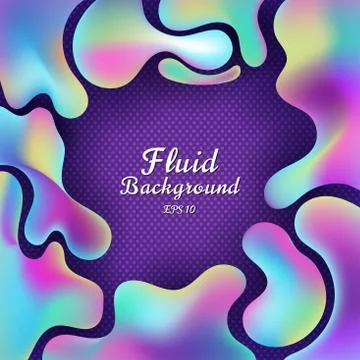 Abstract 3D fluid gradient colorful shape on purple background with space for Stock Illustration