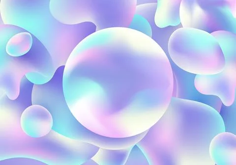 Abstract 3D fluid holographic gradient shape pattern background. Stock Illustration