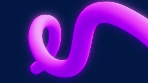 Abstract 3D Fluid Line Shape Animation, Purple with Luma Matte, Loopable Stock Footage 315203272