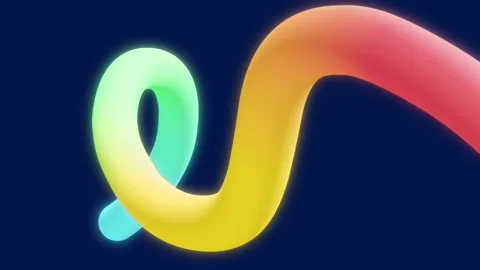 Abstract 3D Fluid Line Shape Animation, Colorful with Luma Matte, Loopable Stock Footage 315203782