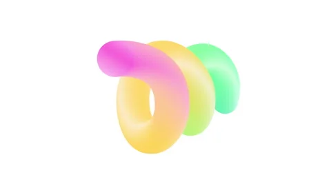 Abstract 3D Fluid Line Shape Animation, Colorful, Luma Matte, Loopable, White BG Stock Footage 315204103