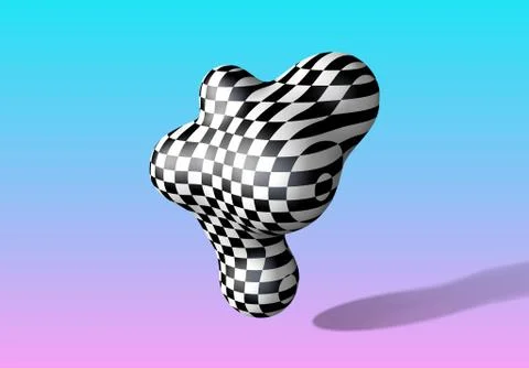 Abstract 3d fluid metaball shape with checkered pattern Stock Illustration