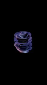 Abstract 3D Fluid Shape with Glossy Black Surface on a Purple Background Illustration