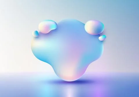 Abstract 3d fluid shape with holographic iridescent gradient modern futuris.. Stock Illustration
