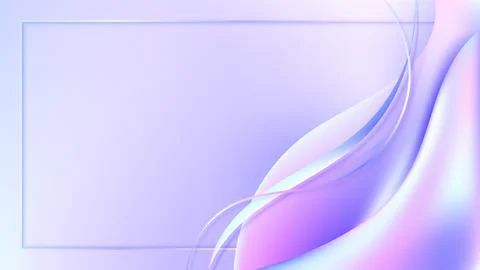 Abstract 3D fluid shapes gradient holographic with wave lines and frame decor Stock Illustration