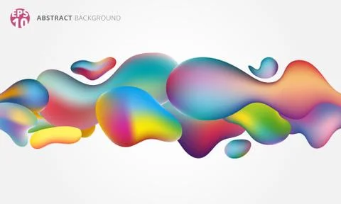 Abstract 3d fluid splash plastic shape colorful on white background. Stock Illustration