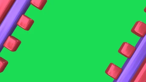 Abstract 3D frame animation, parallax geometry on chroma key green screen Stock Footage 318071972