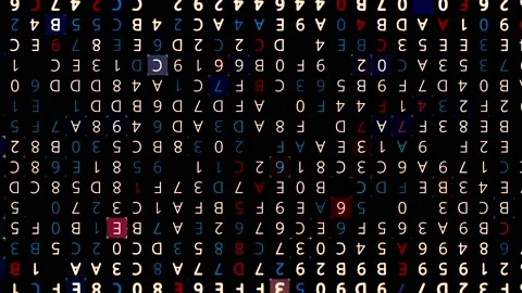 Abstract 3D Futuristic digital data code appear on black background, seamless Stock Footage 145595572