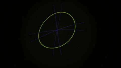 Abstract 3D Geometric Animation Featuring Rotating Elliptical Ring Structure. Stock Footage 340486698