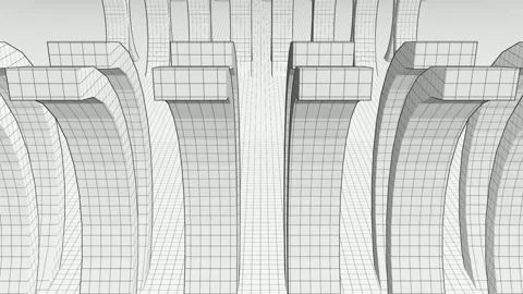 Abstract 3D Geometric Arches on Grid Background Stock Footage 330919758
