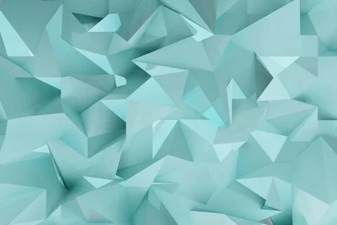 Abstract 3D geometric background of cold blue facets, triangles, edges in mes Stock Illustration