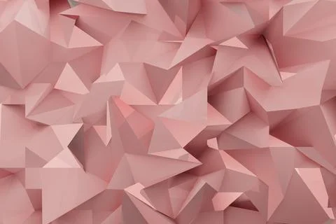 Abstract 3D geometric background of soft pink facets, triangles, edges in mes Stock Illustration