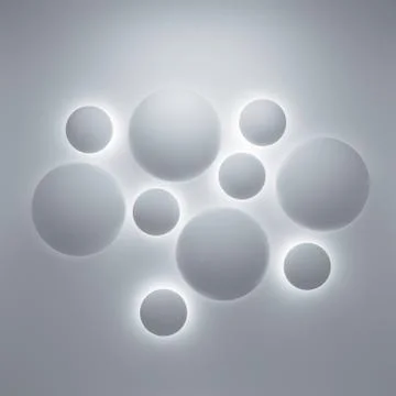 Abstract 3d geometric background with sphere decoration elements and illumina Illustrazione stock