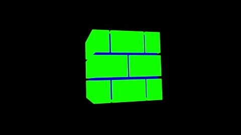 Abstract 3D Geometric Block with Neon Green and Blue Highlights Stock Footage 341921569