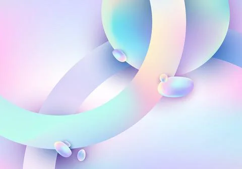 Abstract 3D geometric circles overlapping and fluid pastel gradient shape bac Illustrazione stock