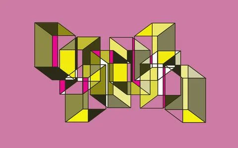 Abstract 3D Geometric Cube Cluster on Pink Background 스톡 일러스트