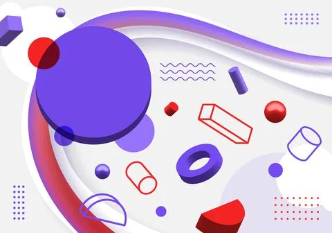 Abstract 3D geometric elements sparse pattern on white background 스톡 일러스트