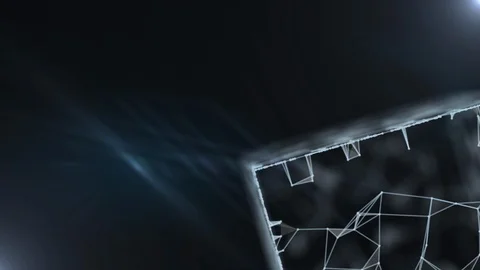 Abstract 3d geometric floating cube on dark background. Stock Footage 117678396