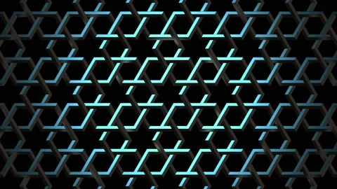 Abstract 3d geometric interlocking star pattern glowing blue over dark motion Vídeos de archivo 332070073