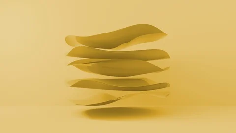 Abstract 3D geometric liquid flying object on yellow background. Seamless loop a Stock Footage 121733776