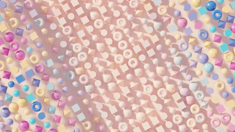 Abstract 3D Geometric Motion Loop Featuring Floating Shapes Stock Footage 293476986