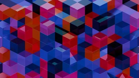 Abstract 3D Geometric Pattern with Colorful Interlocking Cubes Stock Illustration
