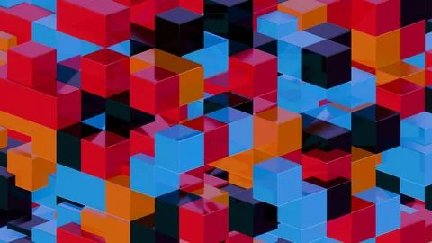 Abstract 3D Geometric Pattern with Colorful Interlocking Cubes 库存插图