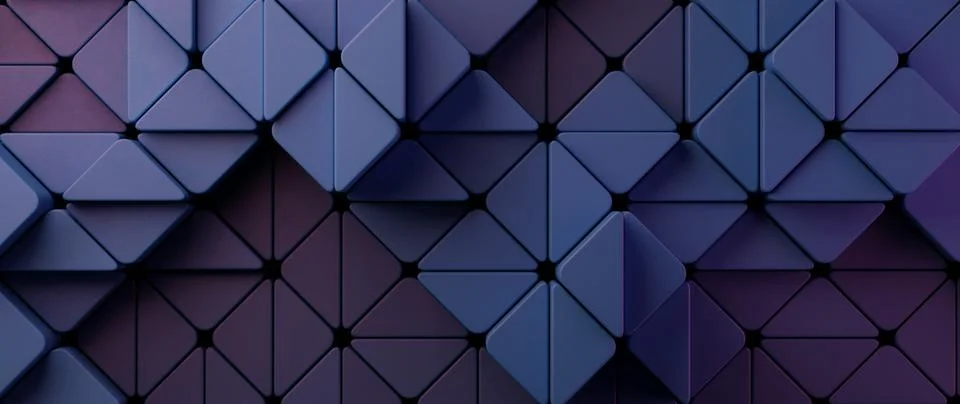 Abstract 3D Geometric Pattern of Rounded Squares in Triangles Deep Blue Pur.. Stock Photos