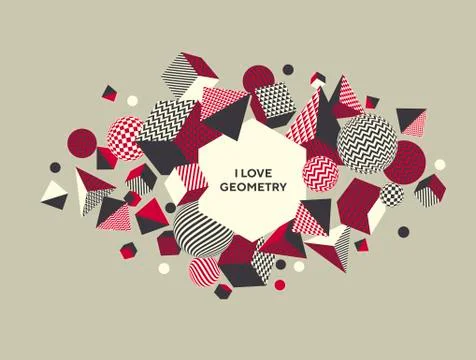 Abstract 3d geometric pattern. Volume illusion geometry shapes motif in vinta Stock Illustration