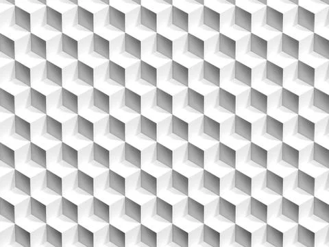 Abstract 3d geometric pattern of white cubes Stock Illustration