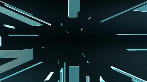 Abstract 3D geometric polygon particle shape explosion - VJ Loop Stock Footage 65062488