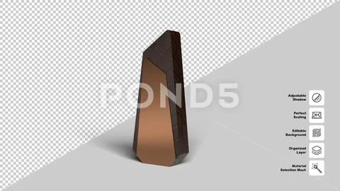 Abstract 3D Geometric Sculpture with Wood and Metal Materials PSD Template