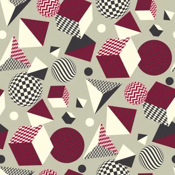 Abstract 3d geometric seamless pattern. Volume illusion geometry shapes repea Stock Illustration