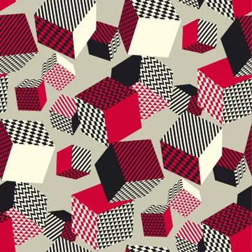 Abstract 3d geometric seamless pattern. Volume illusion geometry shapes repea Stock Illustration